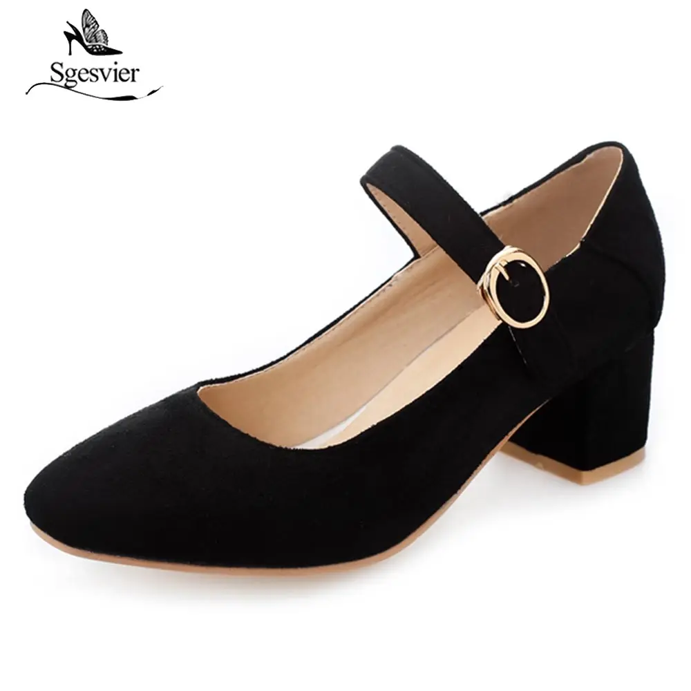 

Sgesvier New Autumn Fashion Women Pumps Mary Janes Square Toe Shoes Female Square Heels Buckle Strap Pumps Big Size 30-50 OX520