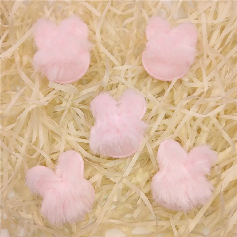 50pcs Plush Patches Rabbit Hair Embellishment Rabbit Head Appliques for Clothing Craft Sewing Supplies DIY Hair Clips Ornament - Color: 1