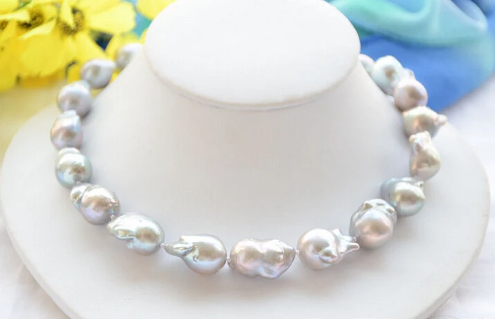 

shipping Z6462 24mm GRAY BAROQUE KESHI REBORN FRESHWATER PEARL NECKLACE 17inch
