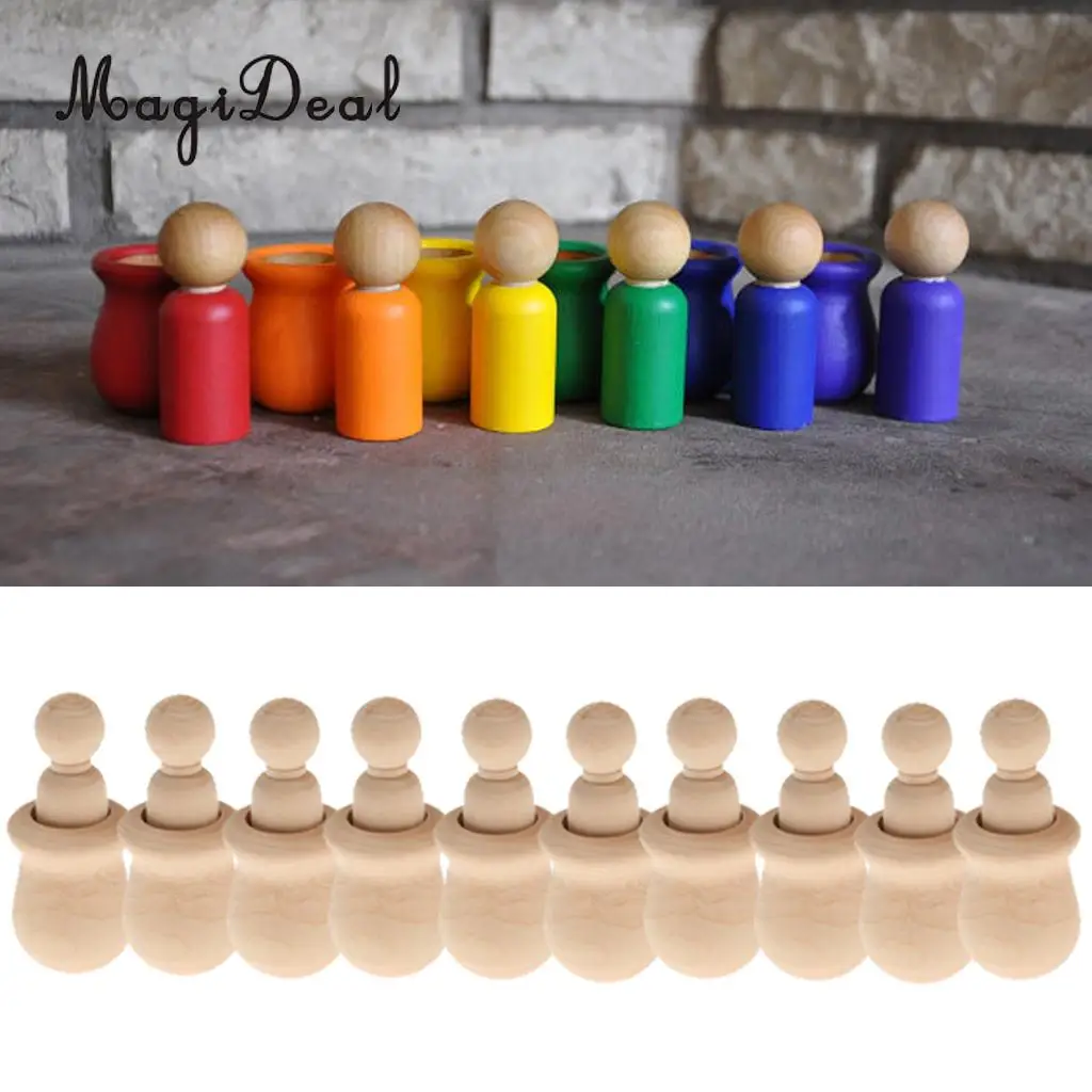 30 Pieces Assorted Blank Christmas Tree Snowman People Nest Wooden Peg Dolls Crafts DIY Montessori Toys Wedding Cake Toppers