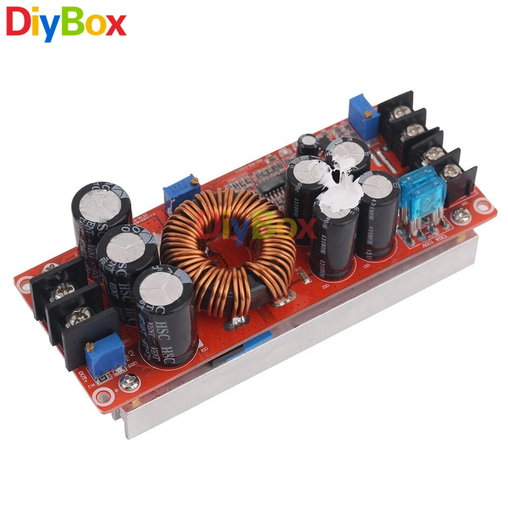 

Professional 1200W DC-DC Boost Converter Power Supply 8-60V 12V Step Up to 12-83V 24V 48 with Large Heat Sink Design