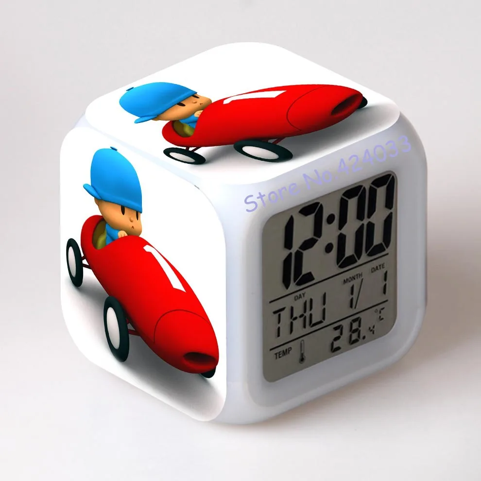 Pocoyo светодиодный 7 цветов цифровой будильник термометр ночник красочные светящиеся игрушки время день дата месяц - Цвет: clock