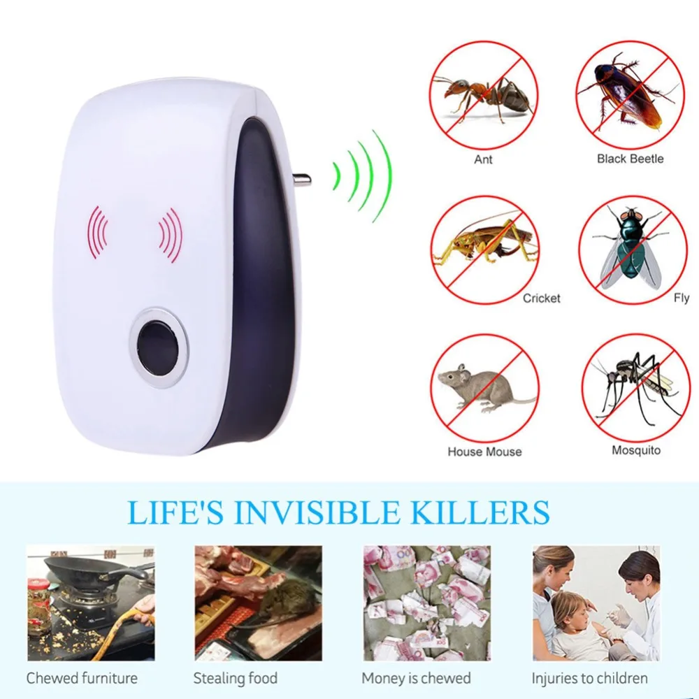 

Ultrasonic Mosquito Repellers Electronic Ultrasonic Anti Pest Bug Mouse Killer Mosquito Killer Insect Repeller EU US Plug