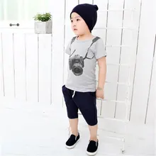 Футболка с принтом для маленьких мальчиков; Топ; одежда; сезон весна-лето; детская одежда; милая Повседневная футболка с короткими рукавами для детей