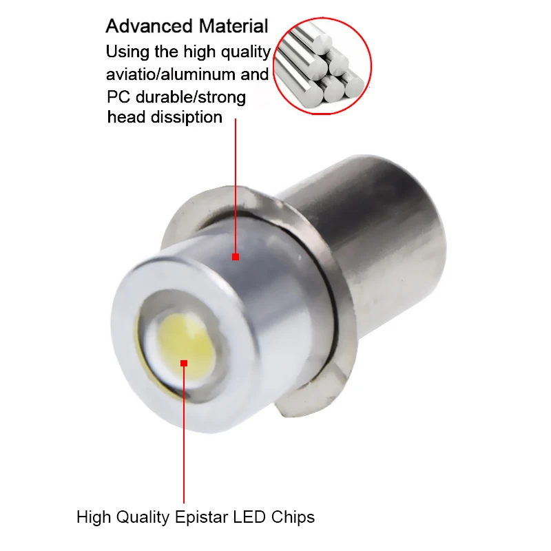 4/10 шт. светодиодный светильник для обновления, яркий белый, 1 Вт, P13.5s, PR2, PR3, PR4, 6 в, 12 В, 18 в, AC, холодный белый, 6000 К, без полярности