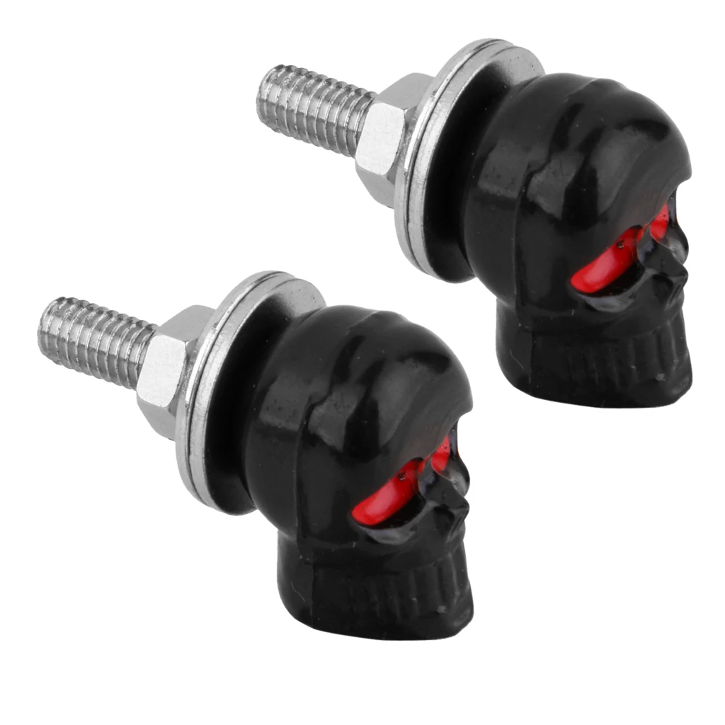 2pcs Skull License Plate Frame Bolts Screw Caps For Motorcycle Bike Chopper