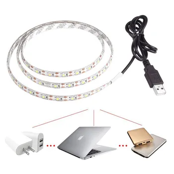 

USB 5 V LED Strip 5050 TV Achtergrond Verlichting 50 cm/1 m/2 m 60 LEDs/m Warm Wit/Wit Usb-kabel met Schakelaar Strip set