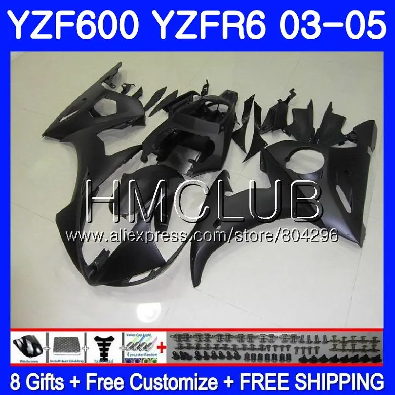 

Bodywork For YAMAHA Matte black YZF-R6 03 05 YZF600 YZFR6 03 04 05 101HM.11 YZF-R600 YZF 600 R 6 YZF R6 2003 2004 2005 Fairings