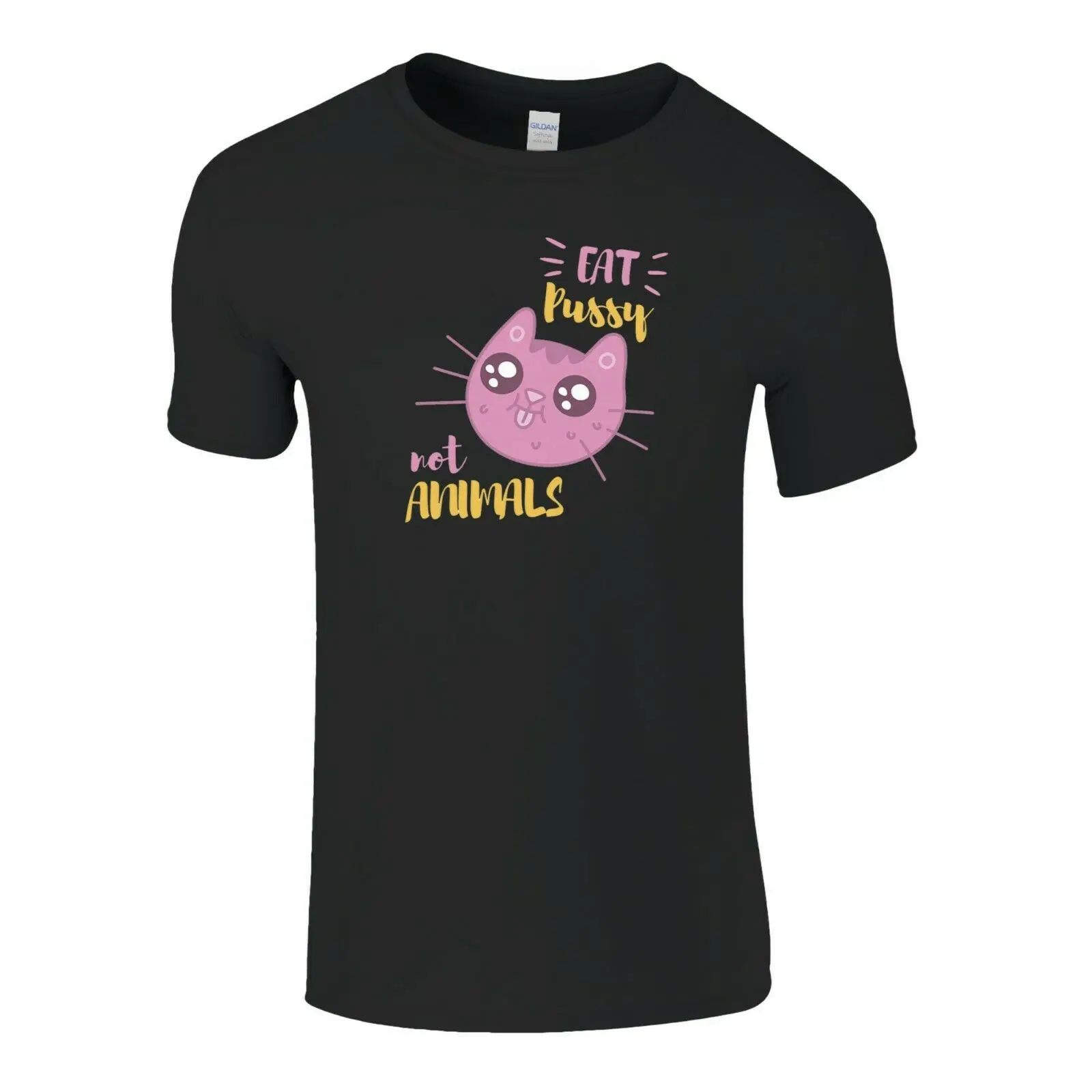 Cute Cat Eat Pussy Not Animals Funky Type Pattern Mens Womens Ladies T-Shirt2019 fashionable Brand 100%cotton Printed Round Neck | Мужская