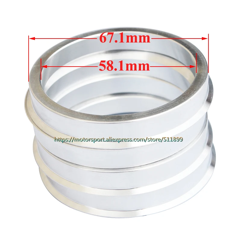 

4pcs/lot Car Wheel Spacer Adapter 58.1 to 67.1 58.1-67.1 67.1-58.1 aluminum Wheel Hub Spigot Rings