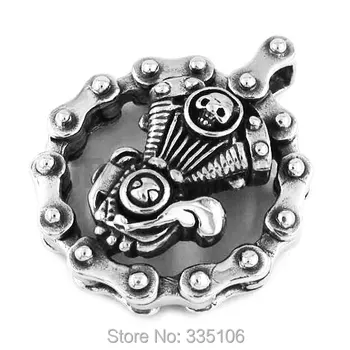 

Cool Heavy Bicycle Chain Skull Motorcycles Engine Pendant Stainless Steel Jewelry Motor Biker Skull Cross Men Pendant SWP0338A