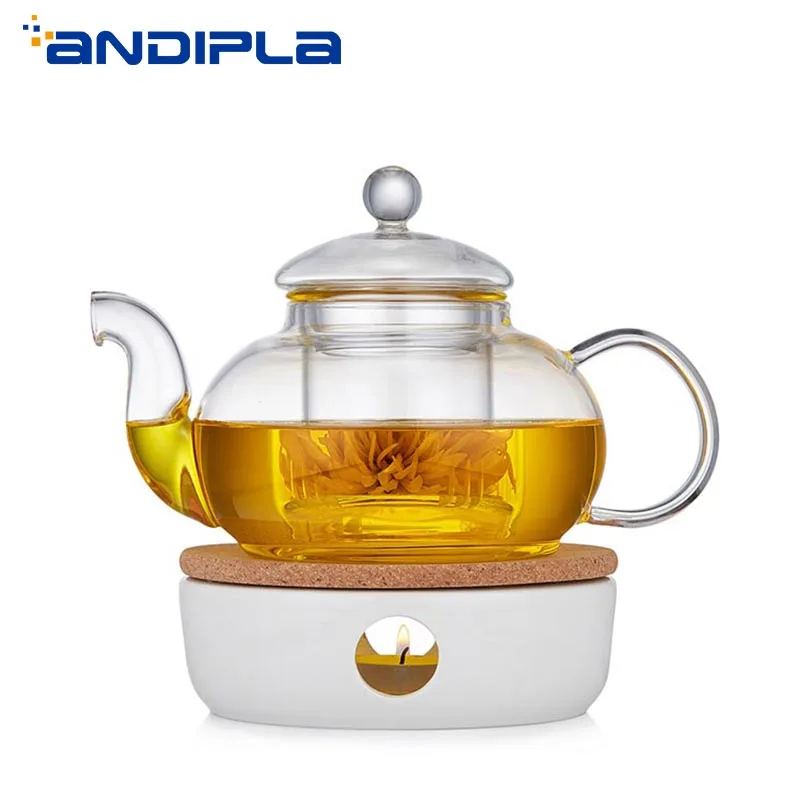 

Creative White Ceramic Tea Pot Heating Base Candle Boiled Tea Heater Boiled Flower Tea Heated Insulation Base Tea Accessories
