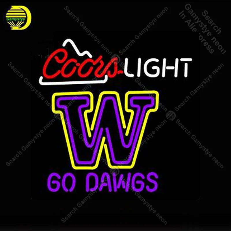 Неоновая вывеска для Coors светильник Go Dawgs Настоящая стеклянная трубка дисплей