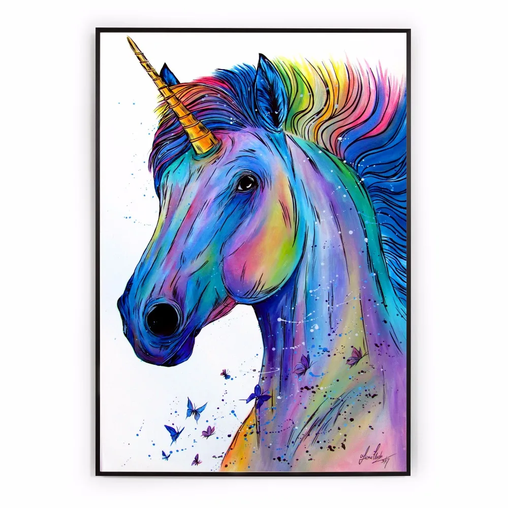 Colorful Unicorn Watercolor Canvas Art Print Painting Colorful Unicorn Watercolor Canvas Art Print Painting