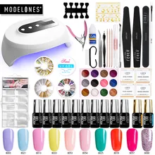 Modelones, 37 шт./лот, инструменты для ногтей, светодиодная лампа, Гель-лак, набор, Профессиональный гель для ногтей, маникюрный лак, инструменты, наборы для ногтей, базовое верхнее покрытие