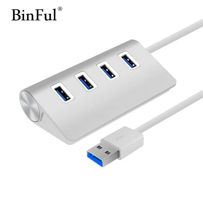 BinFul 4 USB порт адаптер алюминиевый материал USB 2,0 3,0 концентратор разветвитель синий индикатор светильник для Windows 7 8 10 XP Vista Mac