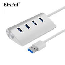 BinFul 4 USB порт адаптер алюминиевый материал USB 2,0 3,0 концентратор разветвитель синий индикатор светильник для Windows 7 8 10 XP Vista Mac