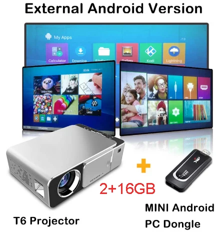 WZATCO T6 Android 9,0 wifi Smart дополнительная поддержка 1080p HD светодиодный портативный мини-проектор видео для игра для домашнего кинотеатра Кино - Цвет: Android 7.1.2 Silver