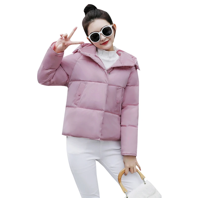 Женская зимняя куртка, модная, теплая, толстая, однотонная, короткая, стильная, с хлопковой подкладкой, парка, пальто, S-2XL