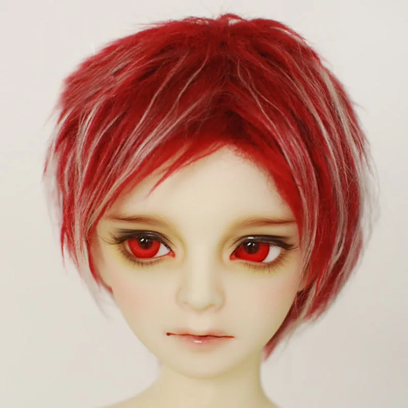 

BJD Plush Wig Short Deep Red For 1/4 1/3 17" 24" Tall BJD doll MSD SD DK DZ AOD DD Doll FREE SHIPPING