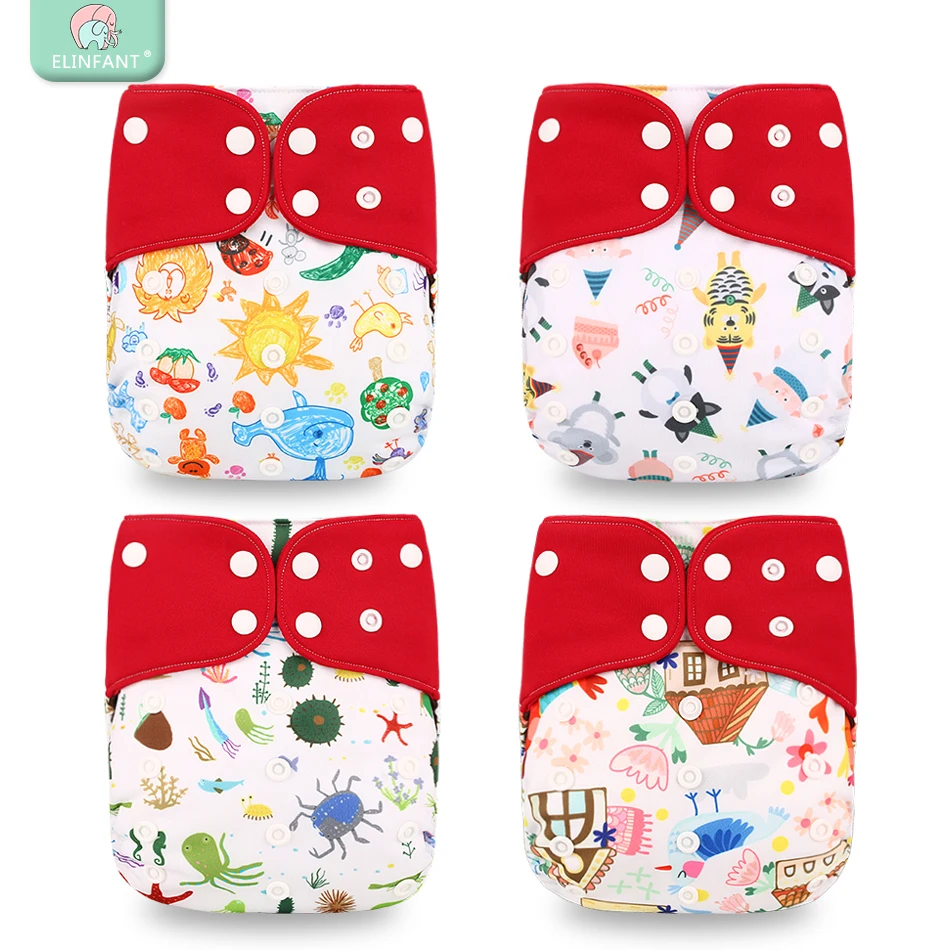 

Elinfant 4pcs/set os Washable coffee mesh Cloth Diaper Adjustable Nappy Reusable Cloth pocket baby cover diaper freeshipping