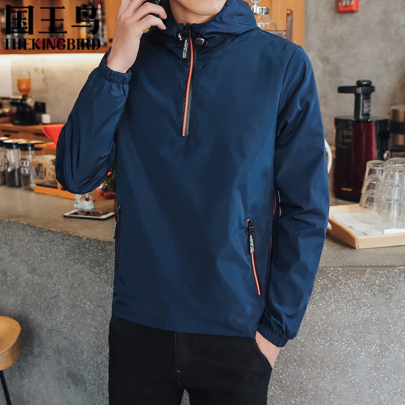 2017 New fashion Spring And Fall Men s Windbreaker casual jacket zipper Hedging men hooded jacket