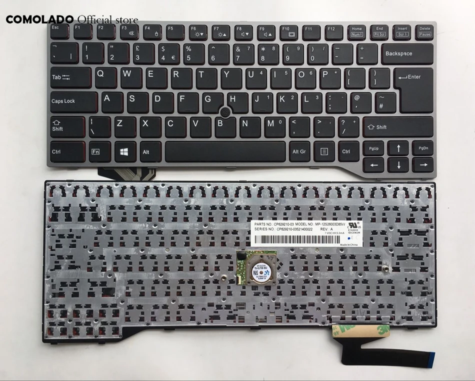UK keyboard For Fujistu Lifebook E733 E744 E743 sliver frame Laptop keyboard UK Layout