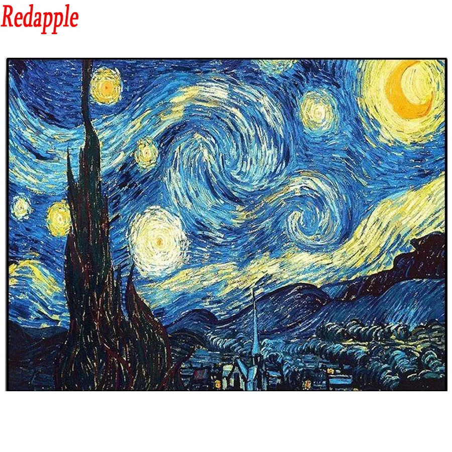 

Starry Night on the Rhone River by Vincent Van Gogh Picture,5d diamond painting full drill square round Embroidery,Cross Stitch