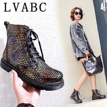 

Clearance Sale LVABC Ankle Boots For Women Genuine Leather High Heel Round headToe Fashion Booties Women Shoes Ladies Boots