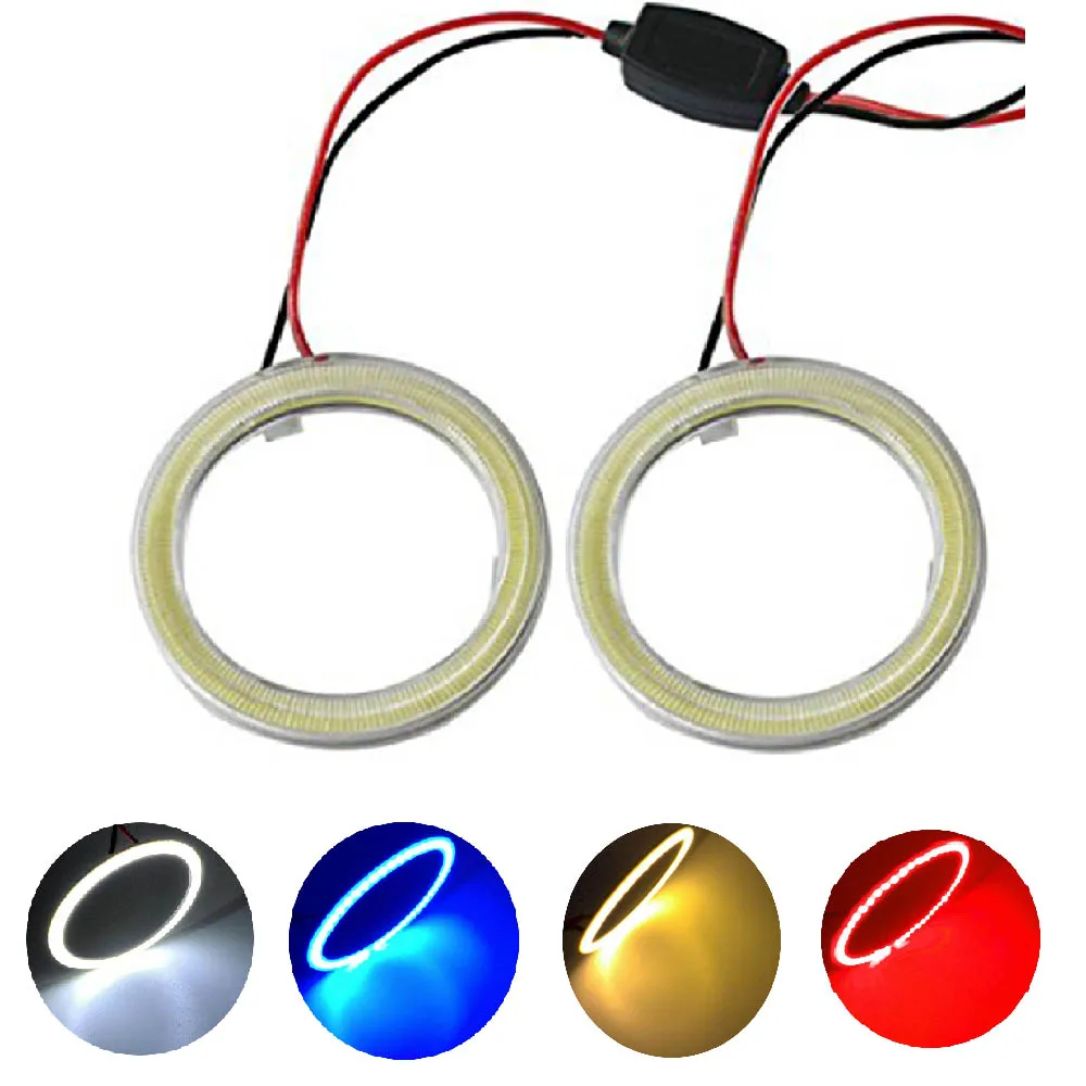 

(YSY2) 2X 70mm 12V COB Car LED Angel Eyes Halo Rings 60SMD Halo Ring LED Headlights White Yellow Red Blue Light