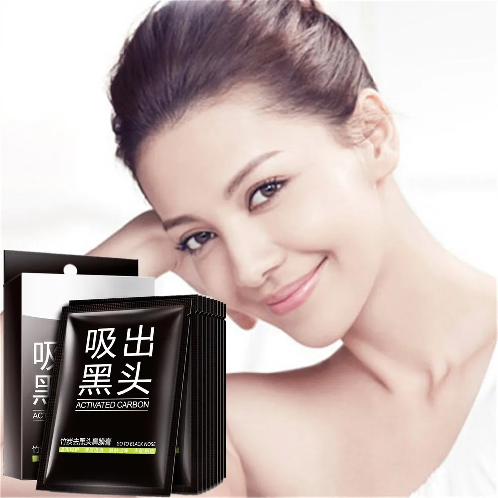 

Face Care Treatment Blackhead Activated Carbon Cream 1 Step Facial Mask Set Acne Scars Remover Mite Skin Care black mask 10Pcs