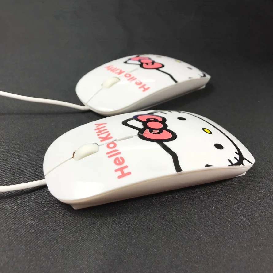 Тихий hello kitty USB проводной кабель мышь девушка симпатичная мышь из мультфильма 1200 dpi оптическая KT кошки-мышки для компьютера ПК ноутбука