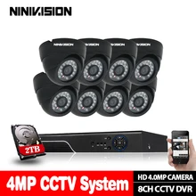 8-канальная система видеонаблюдения, супер HD 4MP, AHD DVR, комплект, 8 шт., безопасность, AHD 4MP, черная, для помещений, камера ночного видения, набор безопасности, 3g, wifi, DVR