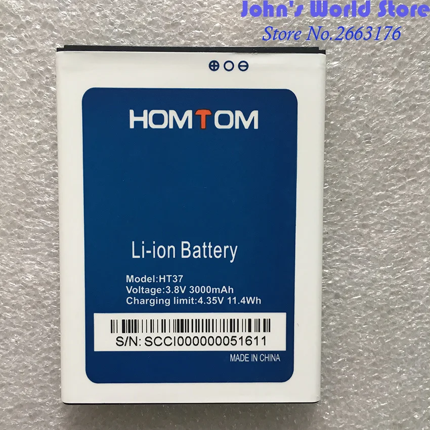 

100% New HOMTOM HT37 Pro Battery Large Capacity Full 3000mAh Backup Batteries Replacement For HOMTOM HT37 Smart Phone