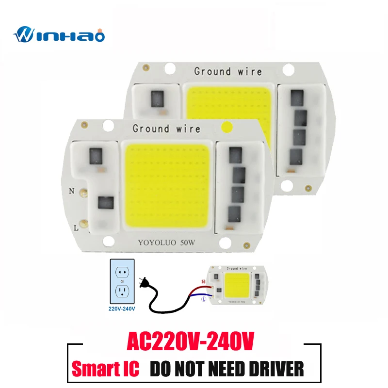 

[YOYOLUO] High Lumen LED Lamp Chip COB 100W 50W 30W 20W 220V 240V LED COB Chip Cold/Warm White Smart IC For DIY LED Spotlight