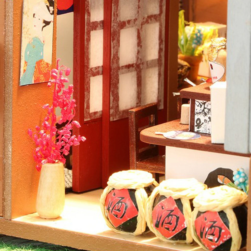 1:24 DIY Miniature Dolls House with Furniture Kit Japanese Styled Izakaya Kids Toy Birthday Gifts