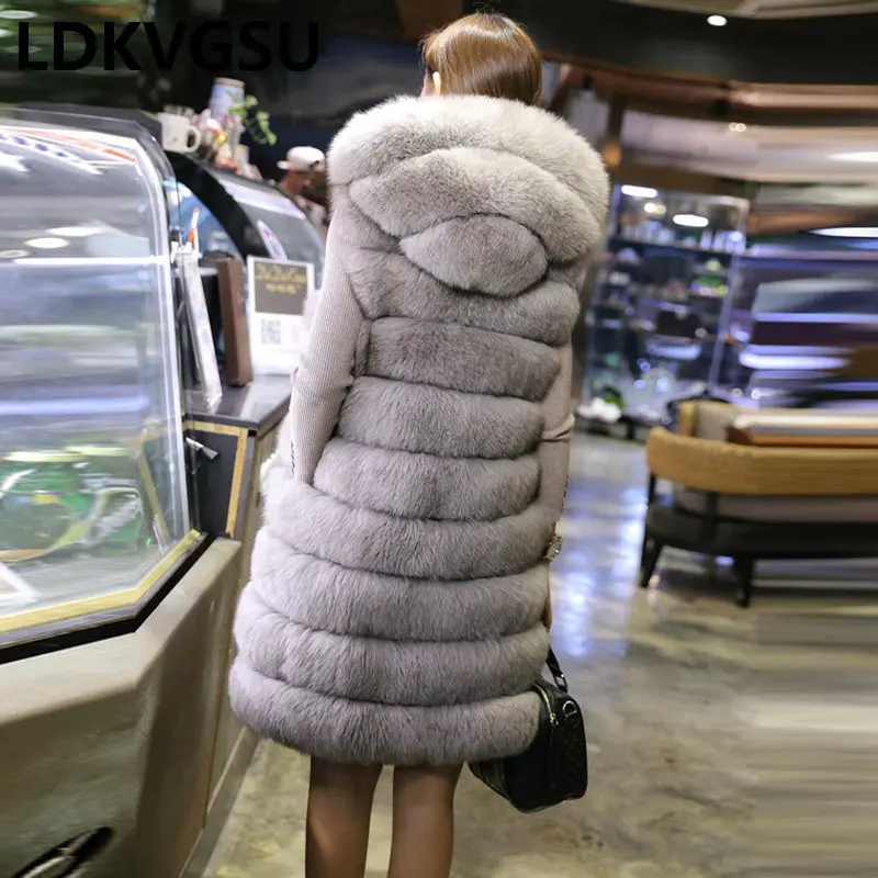 2018 European Station New Faux Fur Vest Women Whole Leather Longer Large Size S-6XL Section Fox Fur Vest Winter Overcoat Is1108 2018 European Station New Faux Fur Vest Women Whole Leather Longer Large Size S-6XL Section Fox Fur Vest Winter Overcoat Is1108