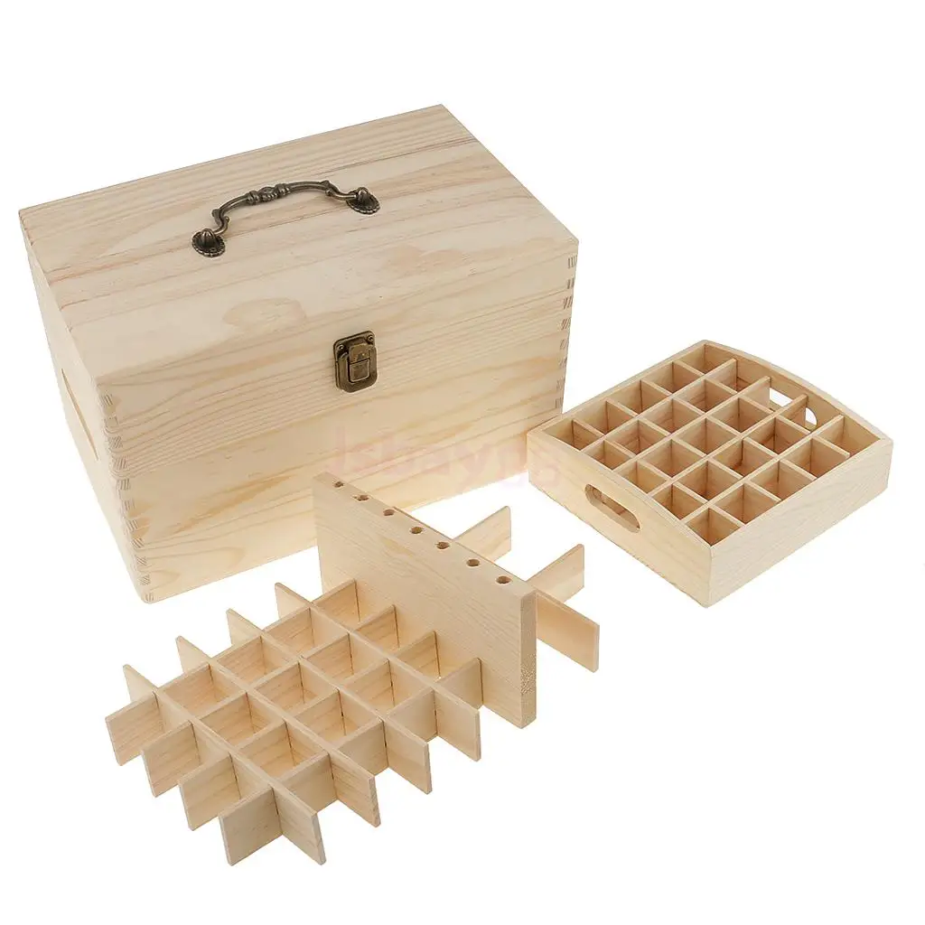 

Essential Oil Carrying Case Large Wooden Wood Box Storage Organizer 47 Slots Aromatherapy Oils Holder Travel Display