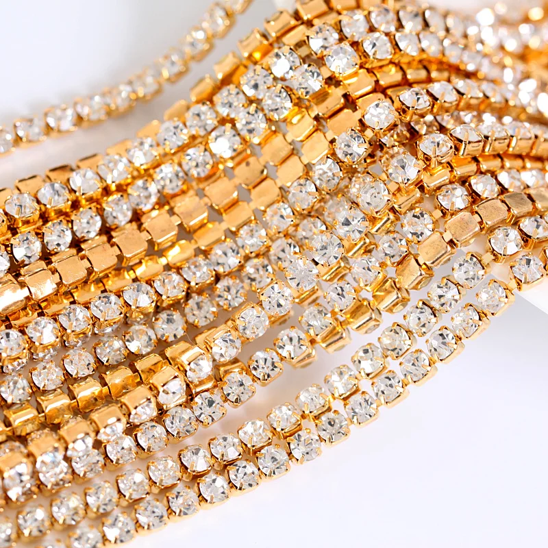 4 0 мм 10 ярдов/рулон пришивные стразы цепочка для чашки с кристаллами и закрытым