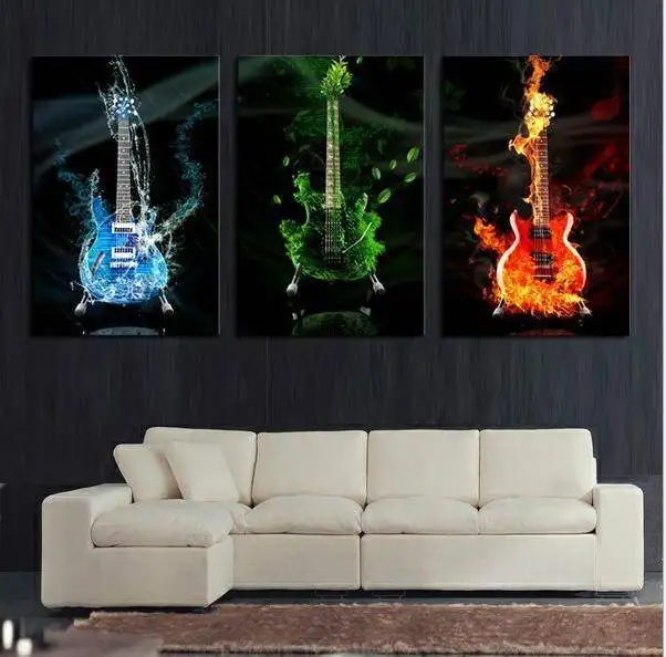 Aliexpress.com : Buy 3 Panel Unframed Large Printed Music Guitar
