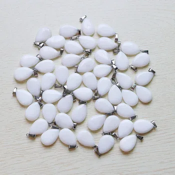 

Charms warter drop eardrop natural White jad e stone beads pendants for jewelry making necklace pendant free shipping Wholesale