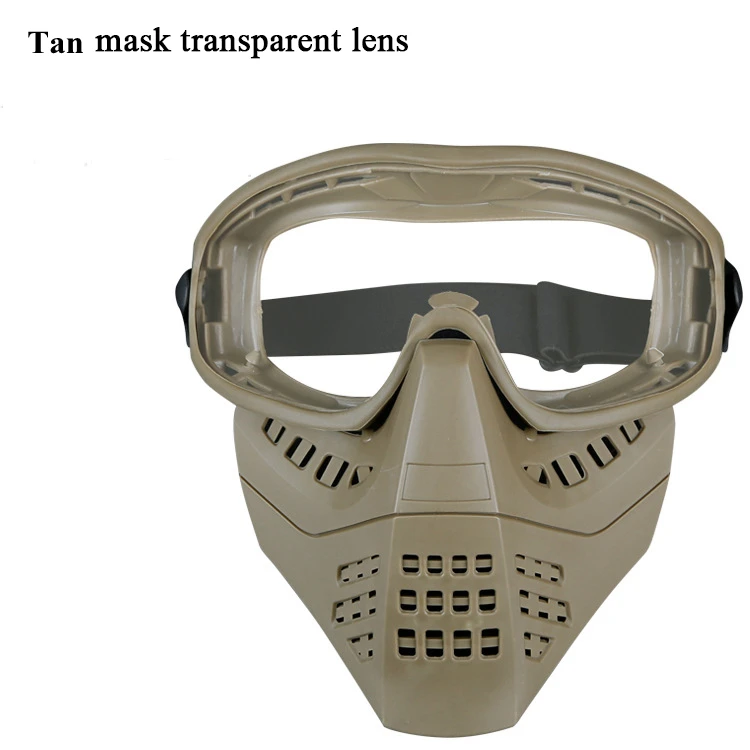 tan mask trasparent Наружные охотничьи маски для стрельбы съемные тактические маски CS шлем версия и повязка на голову версия ВОЕННАЯ страйкбольная маска с очками - Цвет: tan mask trasparent