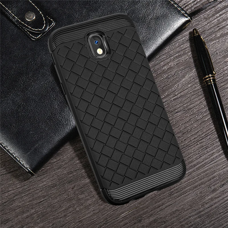 For Cover Samsung Galaxy J3 2017 Case, Grid Weave Soft TPU Phone Case