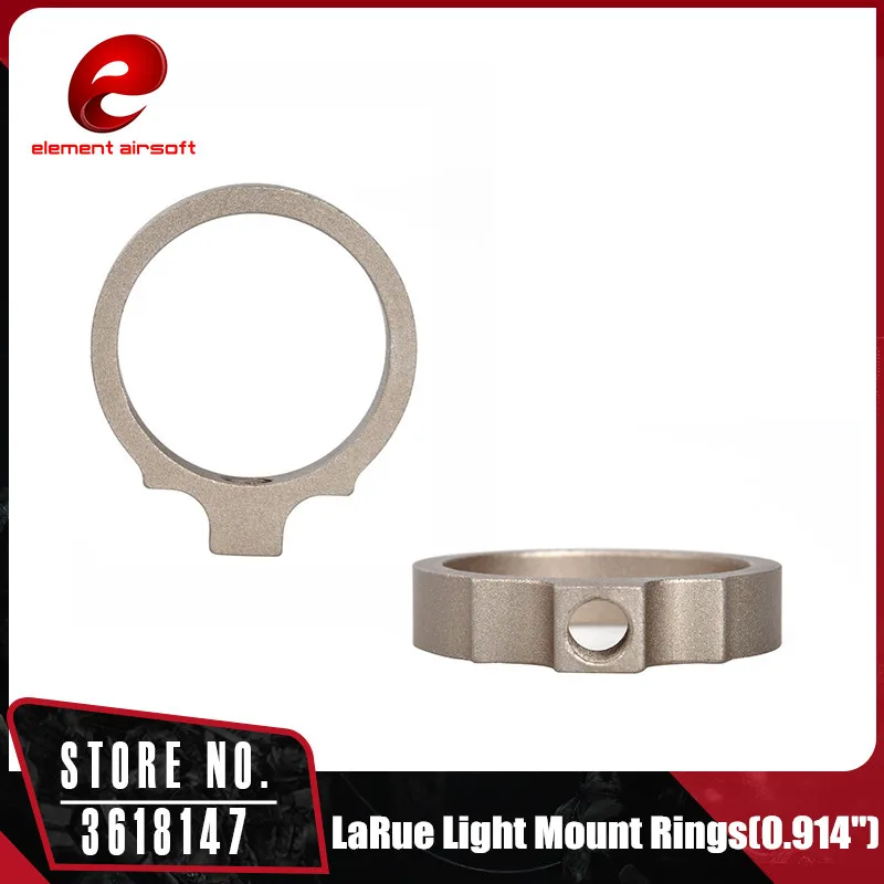 

2 PIC/SET Element Tactical 0.914 Inch LaRue Light Mount Rings Airsoft Inline Flashlight Laser Ring BK DE EX311