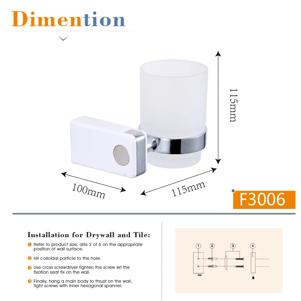 CRW держатель зубной щетки для стеклянного стакана держатель стаканов с крюком настенное крепление белый F3006WC