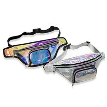 Новинка, женская сумка в стиле панк, Радужная, ПВХ, лазерная, прозрачная, поясная сумка для женщин, сумка на пояс, серебряная, Черная