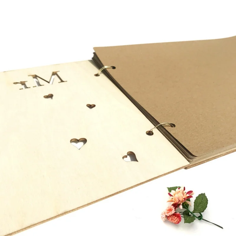 

27X19CM Personalized Wedding Signature Guest Book Personalized Hollow Signature Book Custom Sticker Guest Party Decor Favor