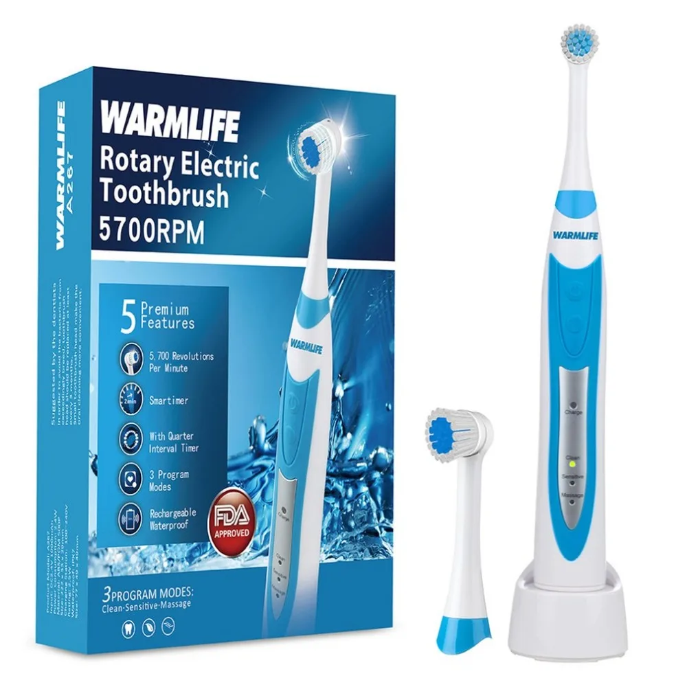 

Professional Ultrasonic Rotary Electric Toothbrush USB Rechargeable Soft Brush for Oral Hygiene Dental Care Tooth Brush A267-W