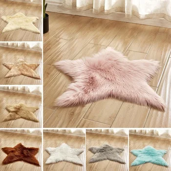 

2018 NEW 60CM Star Shape Artificial Wool Carpet Sheepskin Hairy Carpets Faux Mat Seat Pad Fluffy Soft Area Rug Tapetes