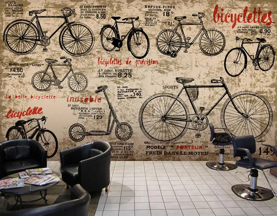 Пользовательские детские обои, Винтажный велосипед, 3D Ретро настенная живопись для гостиной диван магазин фон стены виниловые обои